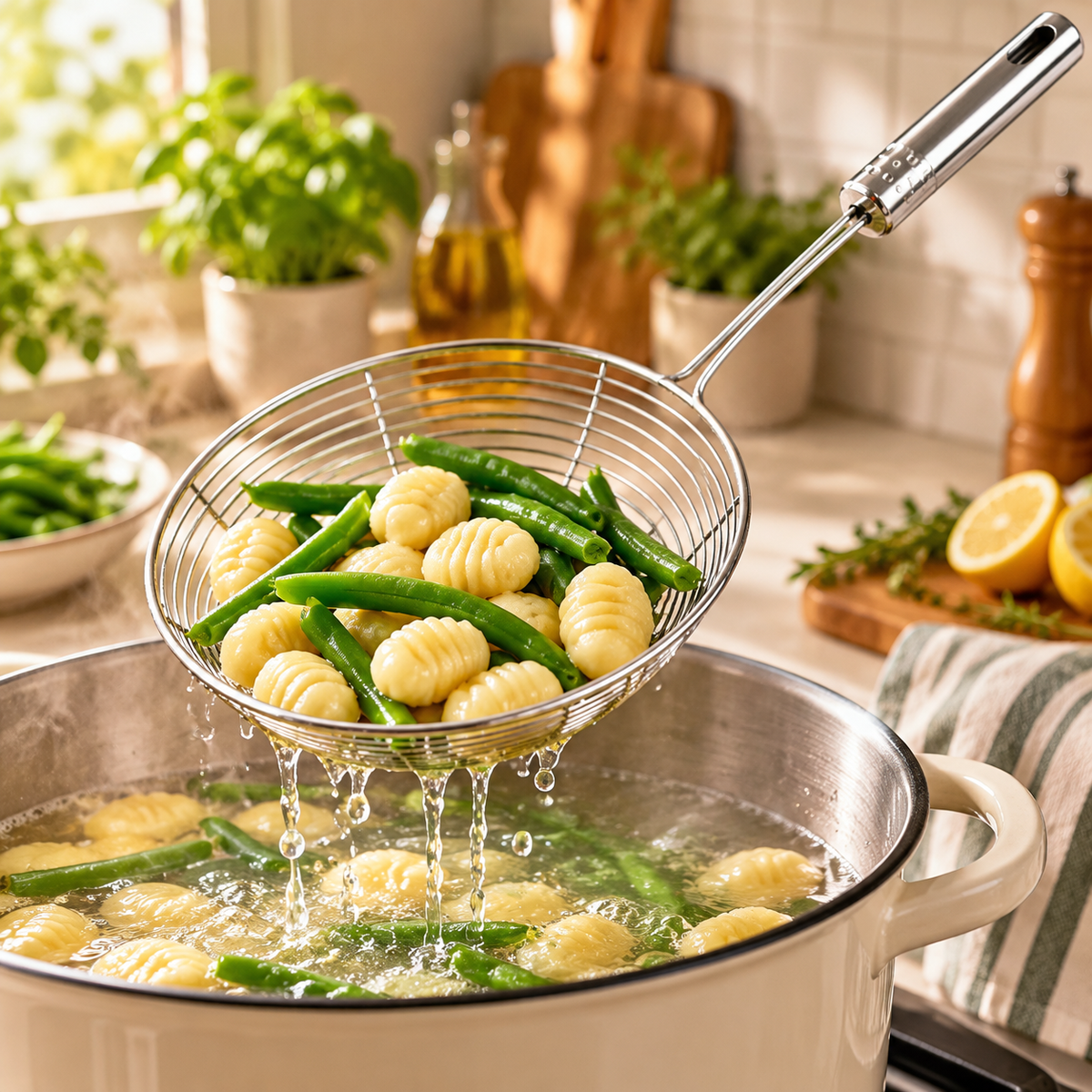 Premium Stainless Steel Spider Strainer Skimmer – Fine Mesh Pasta & Fry Strainer with Long Handle