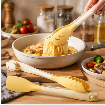 Premium Silicone Kitchen Tongs – 3-in-1 Heat-Resistant Cooking Tongs with Food-Grade Silicone Tips, Locking Mechanism & Ergonomic Grip for Grilling, Serving & Everyday Cooking